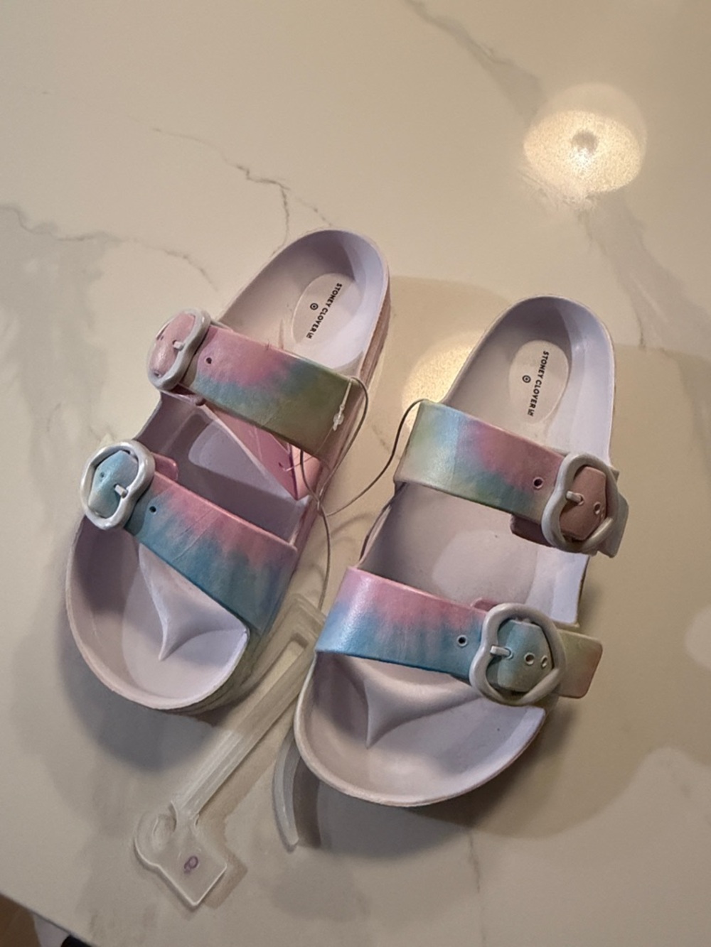 Kids Pastel Tie-Dye Buckle Sandals